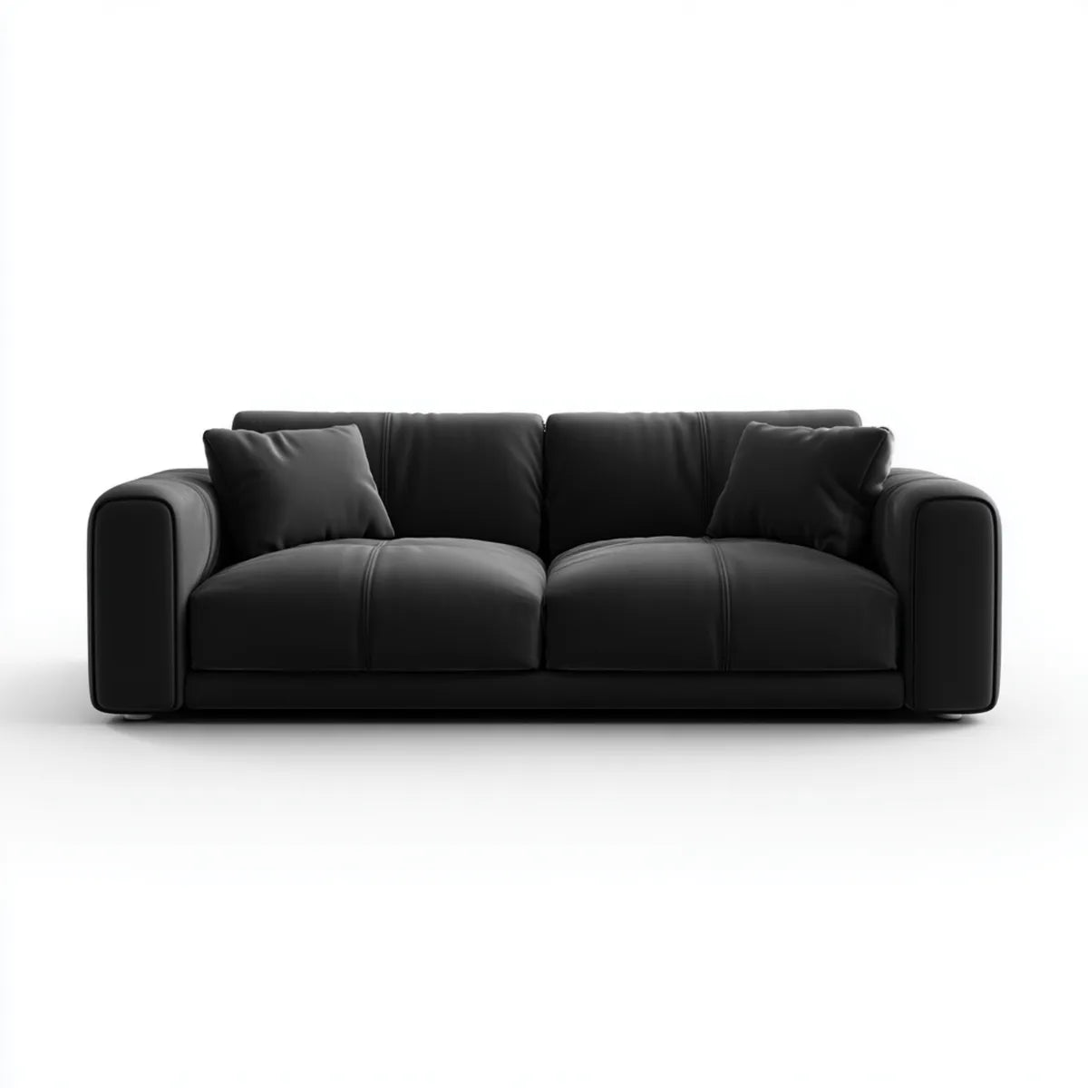 Sofa, 2-fotela czarny 210 x 95 x 82 cm PU- sztuczny prostokątna