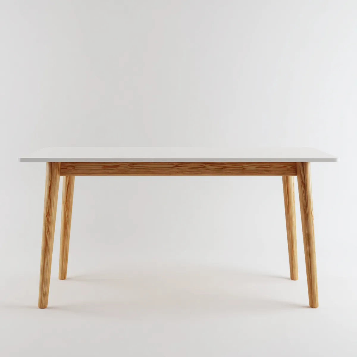 Stół do jadalni, Biały prostokątny stół jadalny 140 x 80 x 75 cm MDF lite nóżki sosnowe top