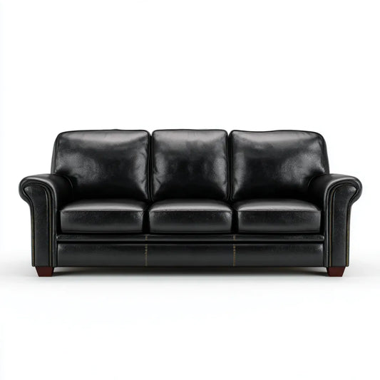 Sofa, 3- fotela czarny 215 x 90 x 85 cm PU- sztuczny prostokątna