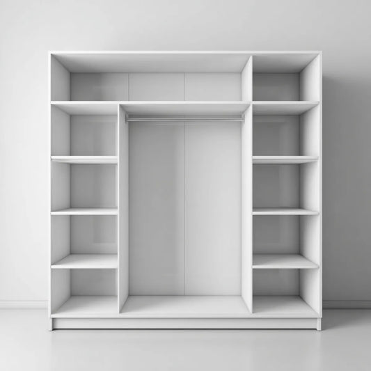 Szafa otwarta biała szafa 180 x 50 x 200 cm w prostokątnym panelu melaminy