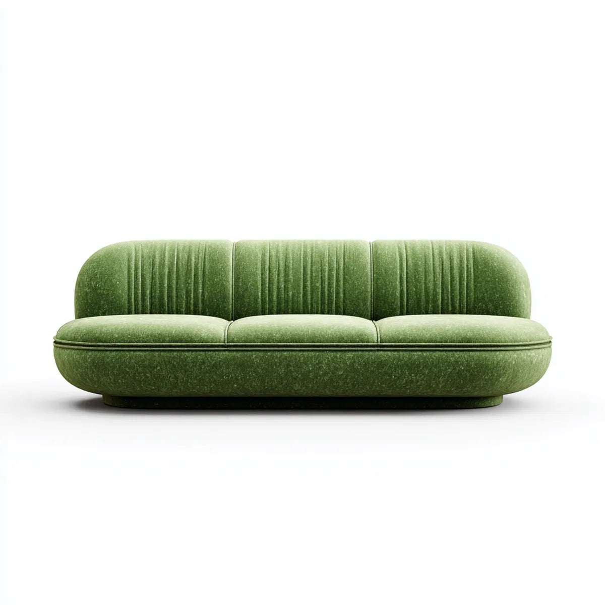 Sofa, Zielona sofa 3-osobowa w poliestrowym aksamicie o okrągłym kształcie 220 x 95 x 78 cm