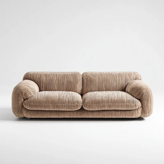 Sofa, 2-fotelikowa kanapa beżowa 220 x 98 x 78 cm z pokrywą z poliestru
