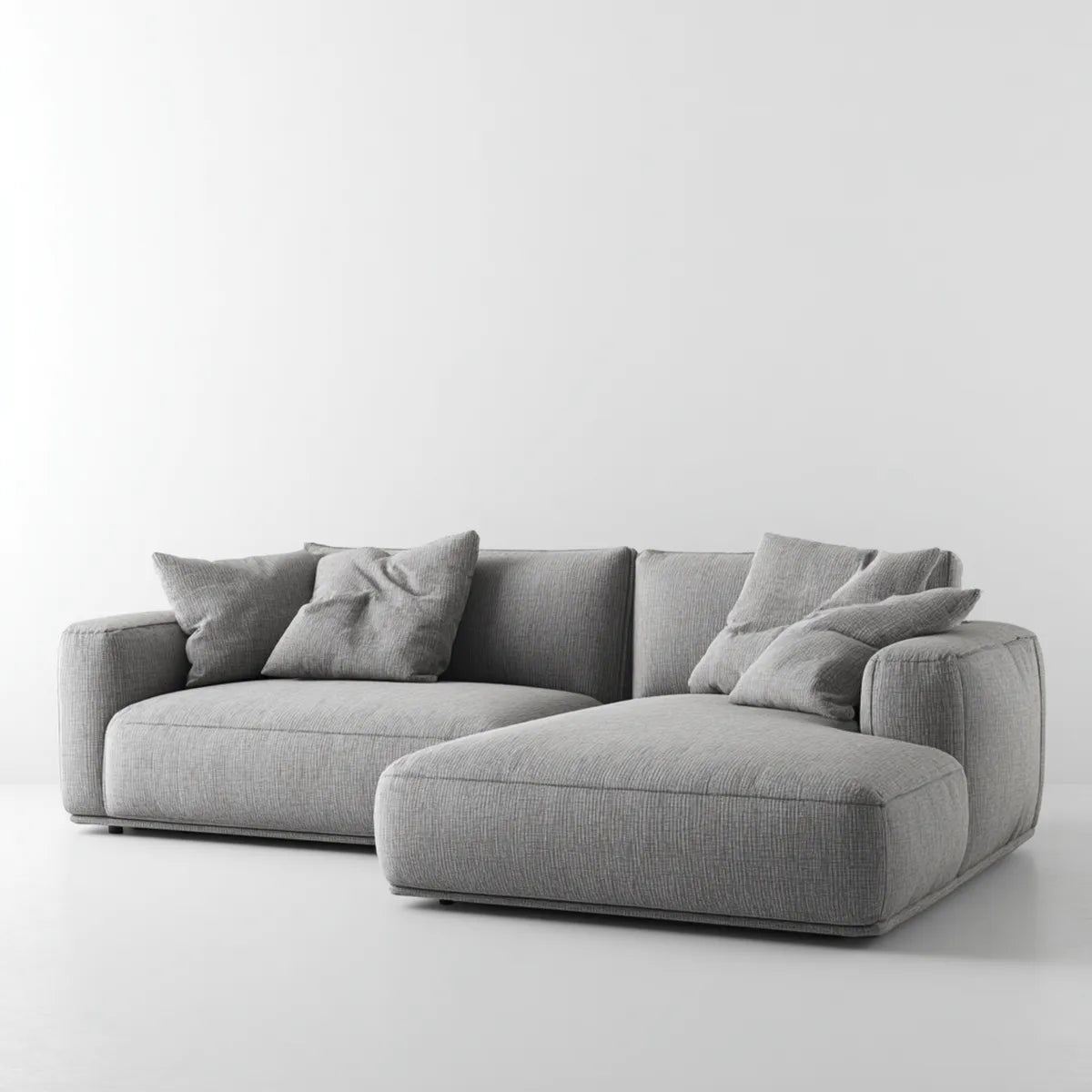 Sofa, Kanapa narożna z szezlongiem Szara 280 x 170 x 85 cm poliestrowy tkanina kształt litery L