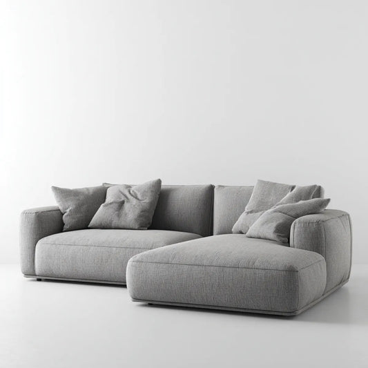 Sofa, Kanapa narożna z szezlongiem Szara 280 x 170 x 85 cm poliestrowy tkanina kształt litery L
